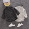 Boy Striped Mandarin Collar Shirt