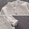 Boy Striped Mandarin Collar Shirt