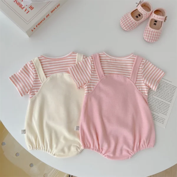Baby Striped Bunny Romper