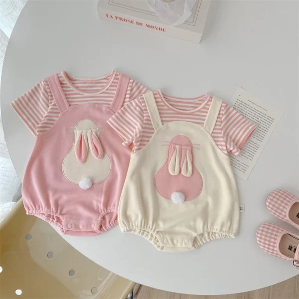 Baby Striped Bunny Romper