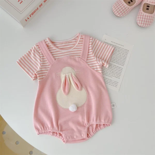 Baby Striped Bunny Romper