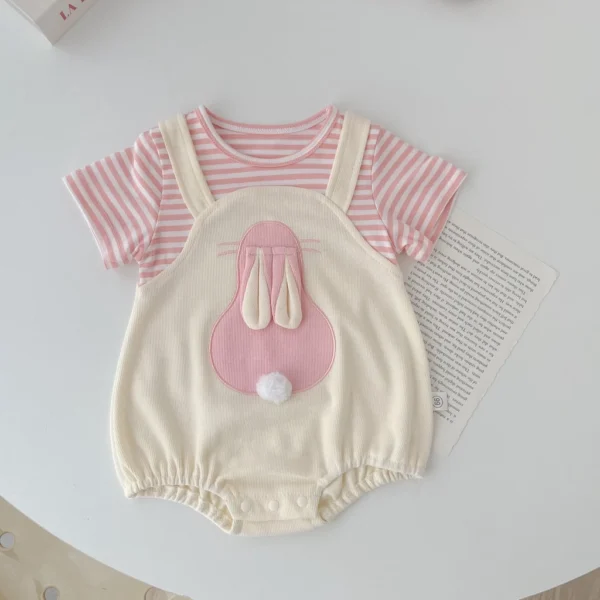 Baby Striped Bunny Romper