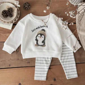 Penguin Sweatshirt & Ribbed Leggings Set