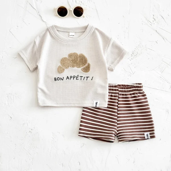 cn-11134207-7ras8-m7kiykc9w65qbb Boy Croissant Waffle Top & Striped Shorts Set