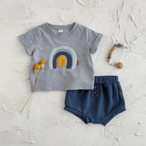 cn-11134207-7ras8-m92px0evzj76f3 Boy Rainbow Top & Waffle Shorts Set