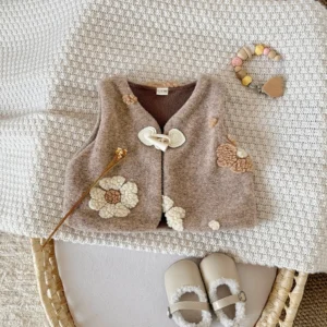 Girl Floral Charm Winter Vest