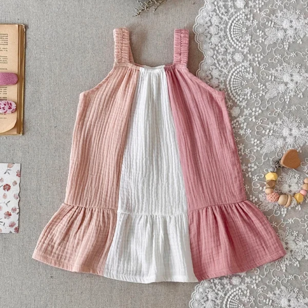 cn-11134207-820l4-mlongg7tvc3zc1 Girl Color Block Cotton Gauze Dress
