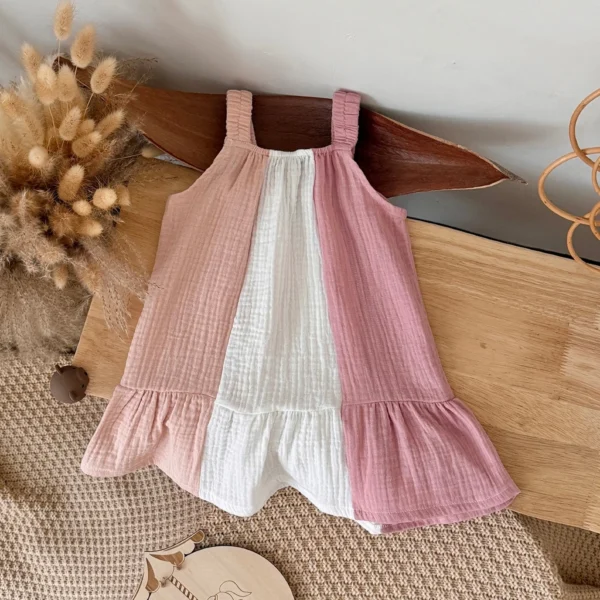 cn-11134207-820l4-mlonglied6h1e2 Girl Color Block Cotton Gauze Dress