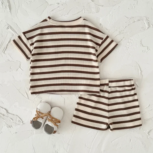 Boy Striped Knit Top & Shorts Set