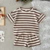 Boy Striped Knit Top & Shorts Set