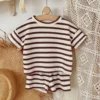 Boy Striped Knit Top & Shorts Set