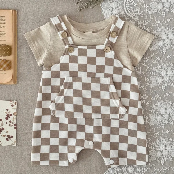 cn-11134207-820l4-mnarnm0l0zcy5f Baby Checkerboard Overall Romper Set