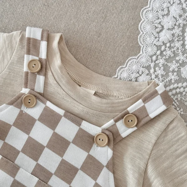 cn-11134207-820l4-mnarnm1mbu9wdd Baby Checkerboard Overall Romper Set