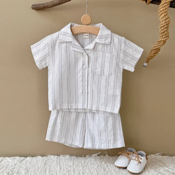 cn-11134207-820l4-mnnnygv44fls4a Boy Striped Shirt & Shorts Set