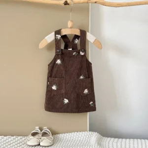 Girl Sweet Blossom Strap Dress in Brown