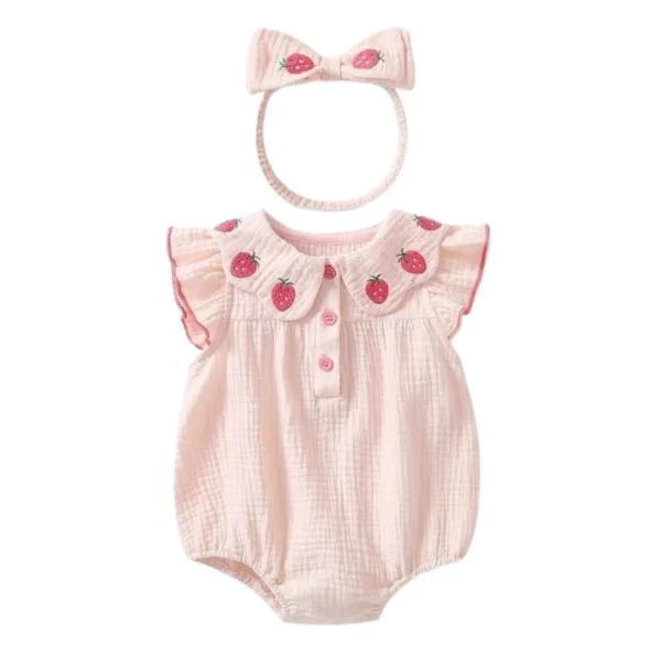 sg-11134201-7rd3v-lx0movogc4wa6c Baby Strawberry Embroidered Romper Set