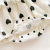 Baby Heart Print Ruffle Romper Set