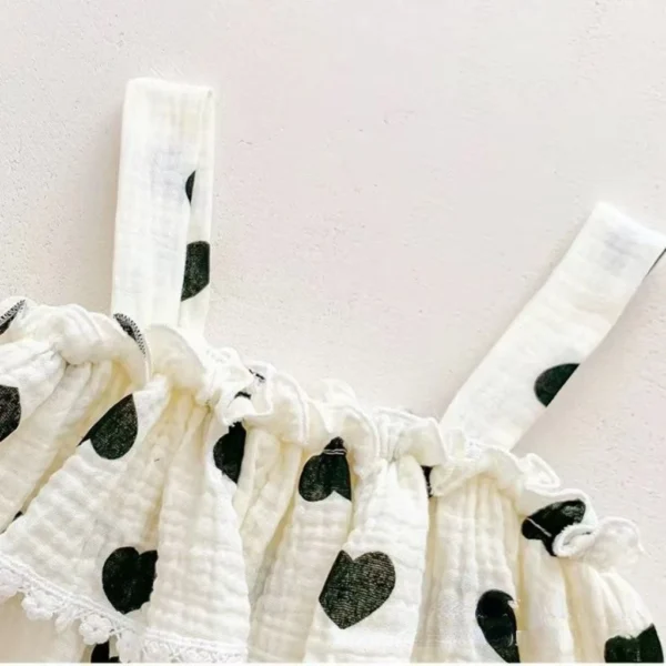 Baby Heart Print Ruffle Romper Set