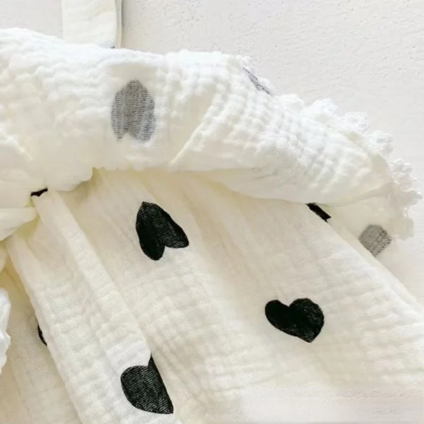 Baby Heart Print Ruffle Romper Set