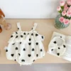 Baby Heart Print Ruffle Romper Set