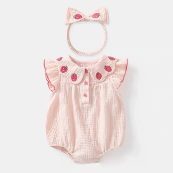 sg-11134201-7rd6u-lx0mom9o2hen6b Baby Strawberry Embroidered Romper Set