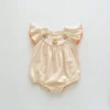 Baby Bear Embroidered Flutter Sleeve Romper