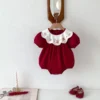 Baby Bunny Embroidered Puff Sleeve Romper