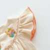 Baby Bear Embroidered Flutter Sleeve Romper