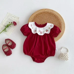 sg-11134201-7rdwn-m1mi06e8exqc9c Baby Bunny Embroidered Puff Sleeve Romper