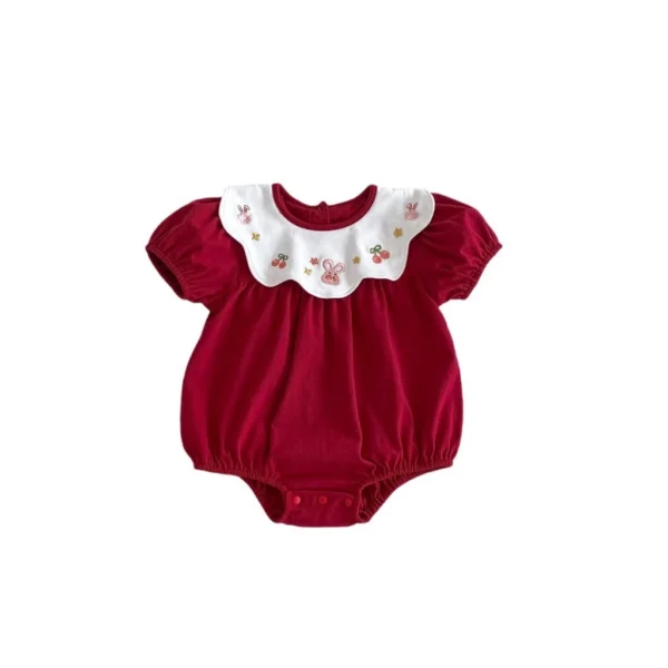 Baby Bunny Embroidered Puff Sleeve Romper