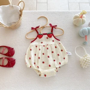 Baby Strawberry Sleeveless Romper