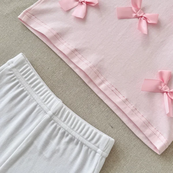 Girl Bow Top & Biker Shorts Set
