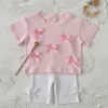 Girl Bow Top & Biker Shorts Set