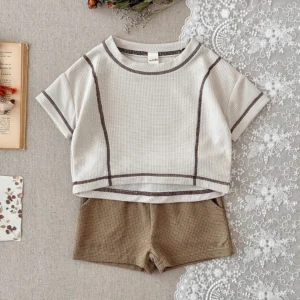 Boy Waffle Knit Top & Shorts Set