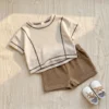 Boy Waffle Knit Top & Shorts Set