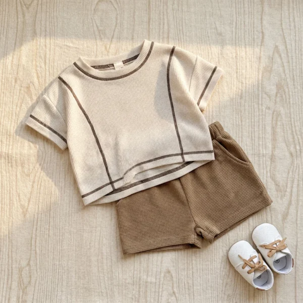 Boy Waffle Knit Top & Shorts Set