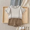 Boy Waffle Knit Top & Shorts Set