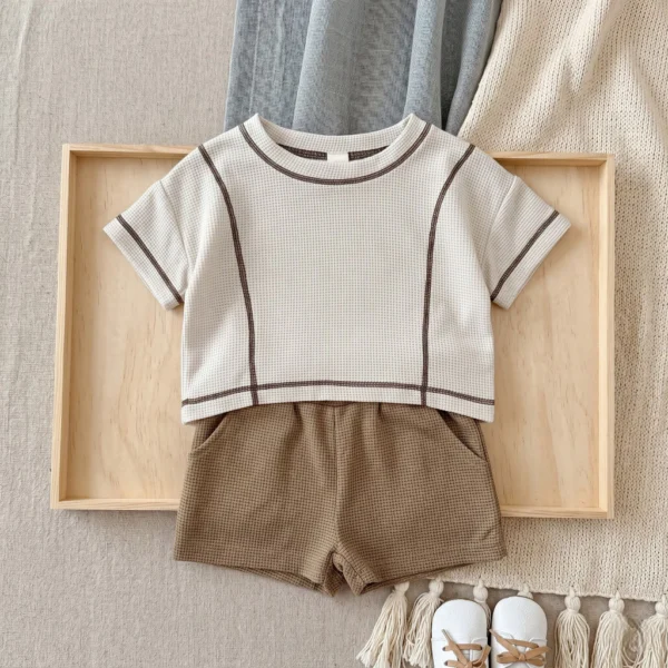 Boy Waffle Knit Top & Shorts Set