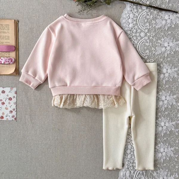 Bow Sweatshirt & Ribbed Leggings Set