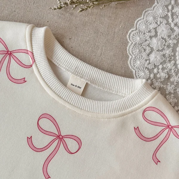Girl Pink Bow Sweatshirt & Jogger Set