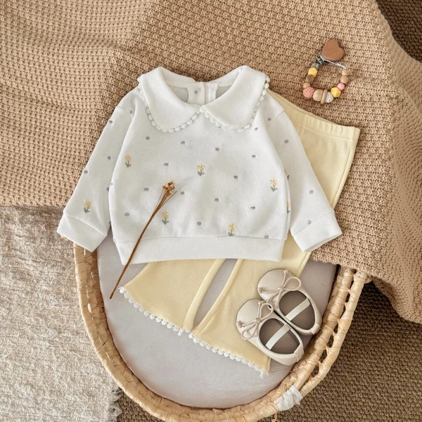 sg-11134201-8261s-mjxugs3c2jnq40 Peter Pan Collar Sweatshirt & Ribbed Leggings Set