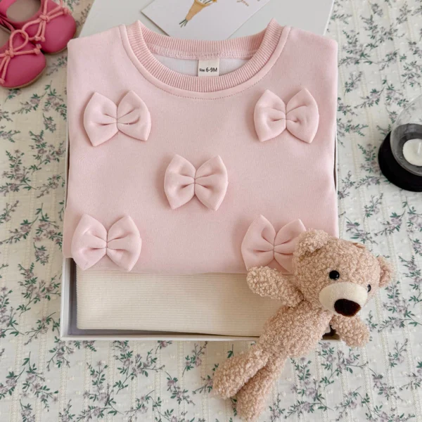 Bow Sweatshirt & Ribbed Leggings Set