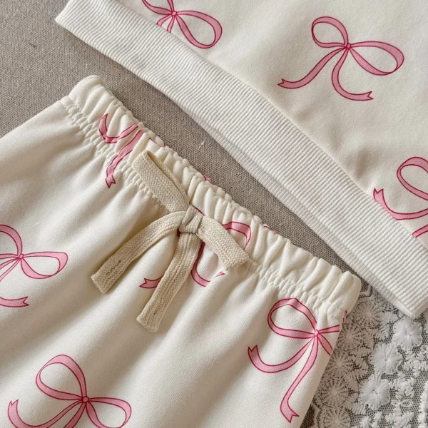 Girl Pink Bow Sweatshirt & Jogger Set